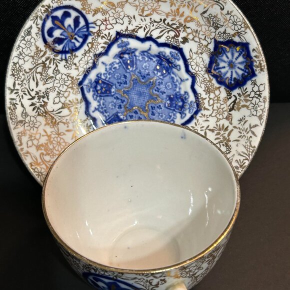 Fenton Osaka Vintage White Blue Gold Tea Cup & Saucer from 1910, England - Picture 2 of 8